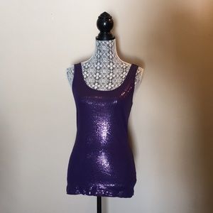 Express Women’s Purple Sequin Tank Top (S)